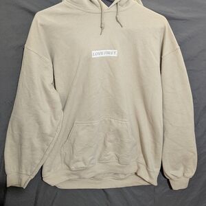 Love First Biege Cream Women's Hoodie